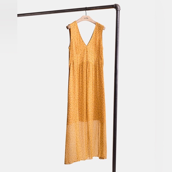 ✨Coach Sleeveless Silk Dot Print V Neck Dress in Yellow & Multi Dots, 8 NWT✨ - Picture 8 of 9